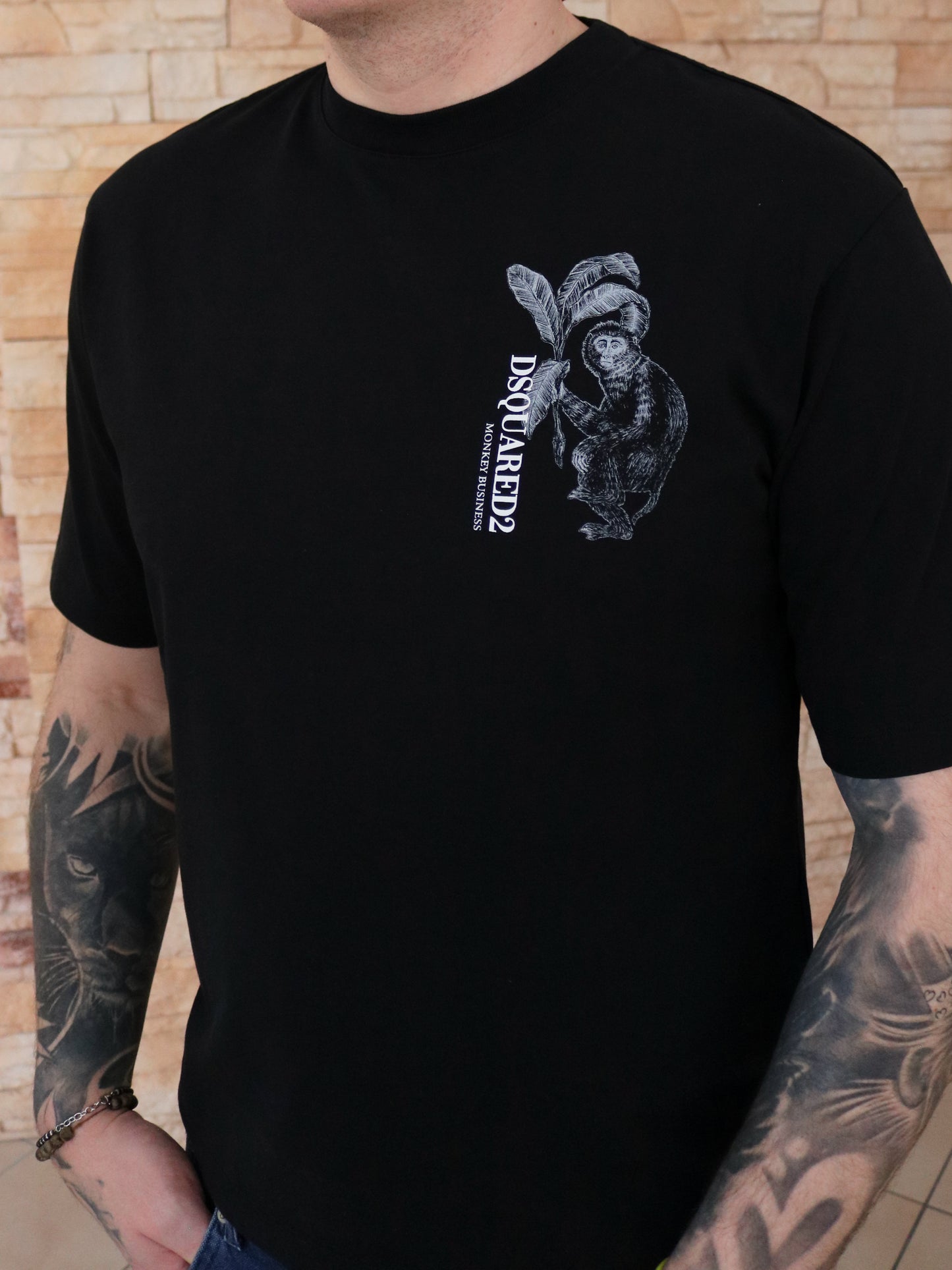 DSQUARED - T-shirt Monkey Business Uomo Black