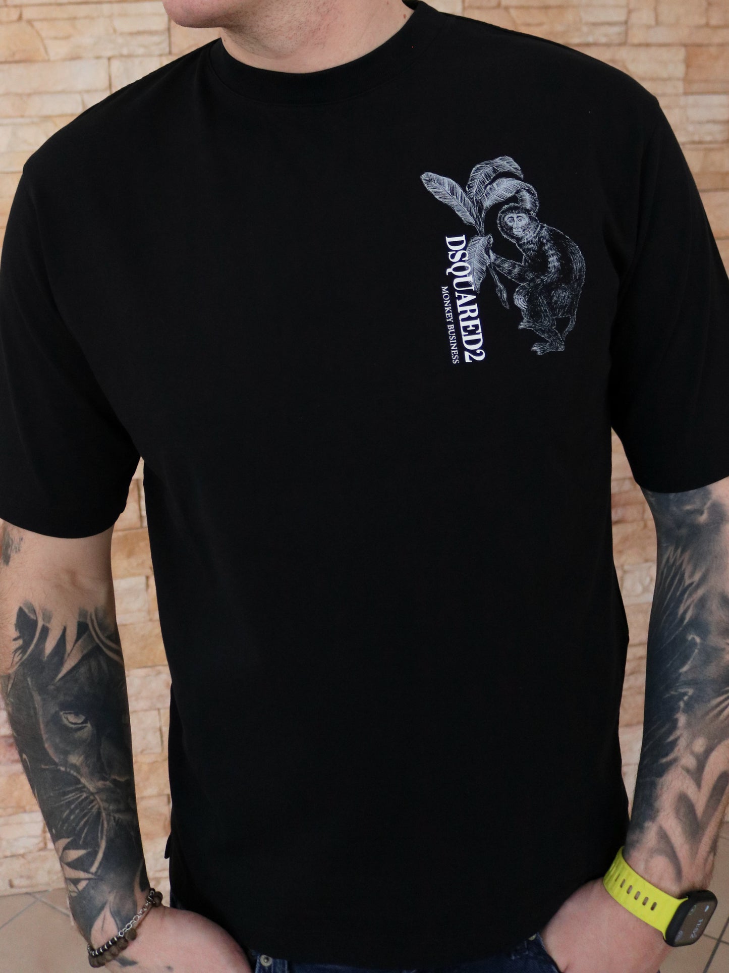 DSQUARED - T-shirt Monkey Business Uomo Black