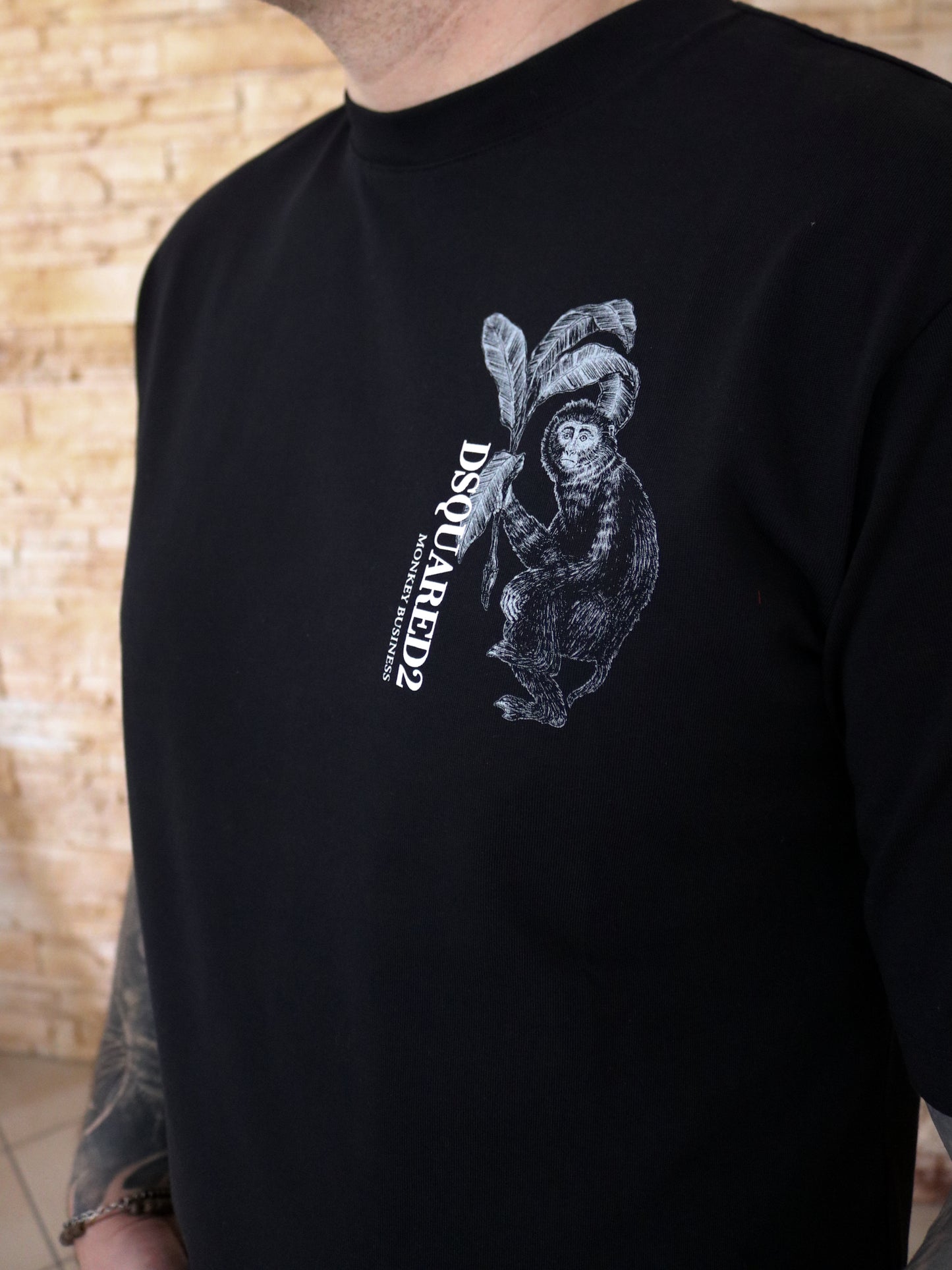 DSQUARED - T-shirt Monkey Business Uomo Black